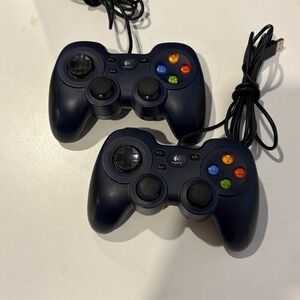 Lot of 2 Logitech F310 Wired Gamepad Controllers PC G-U0001 Blue 840-000058